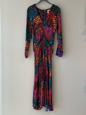 Farm Rio NWT rainbow hearts long midi dress size S
